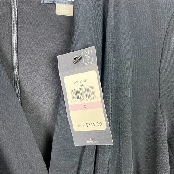 NWT Tommy Hilfiger Stripe Belted Surplice Neck Sheath Dress Navy Size 6 NEW $119 - Picture 8 of 15